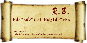 Rákóczi Boglárka névjegykártya